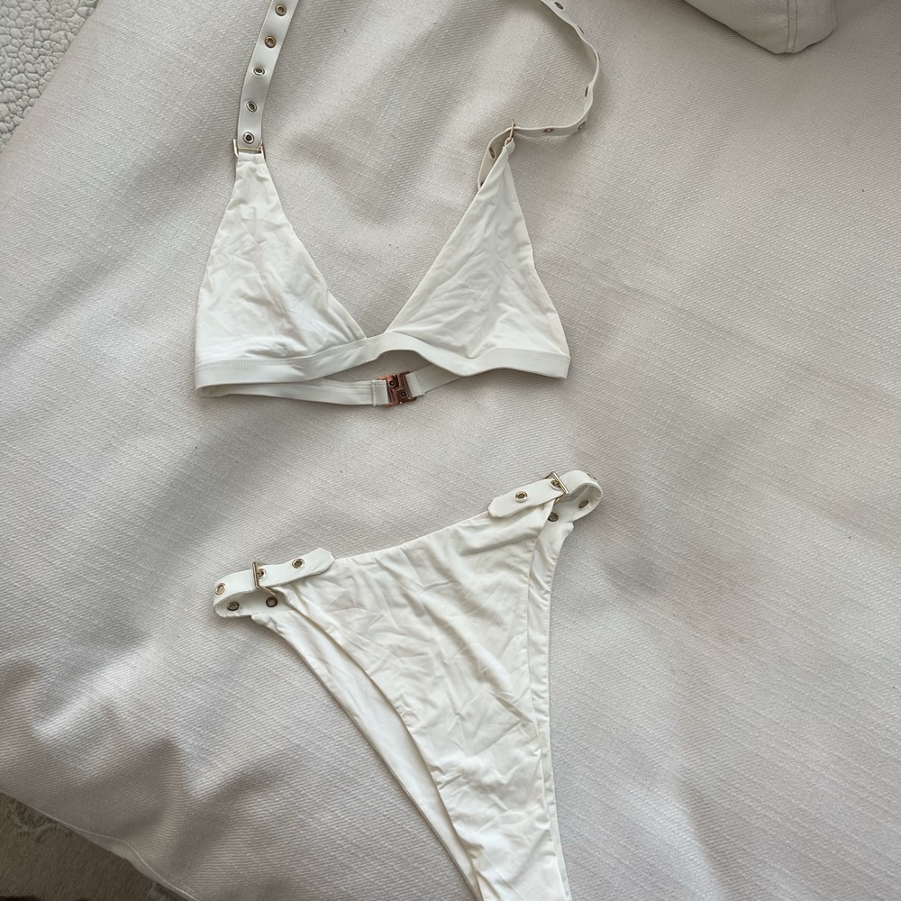 Meshki high rise white two piece swimsuit
